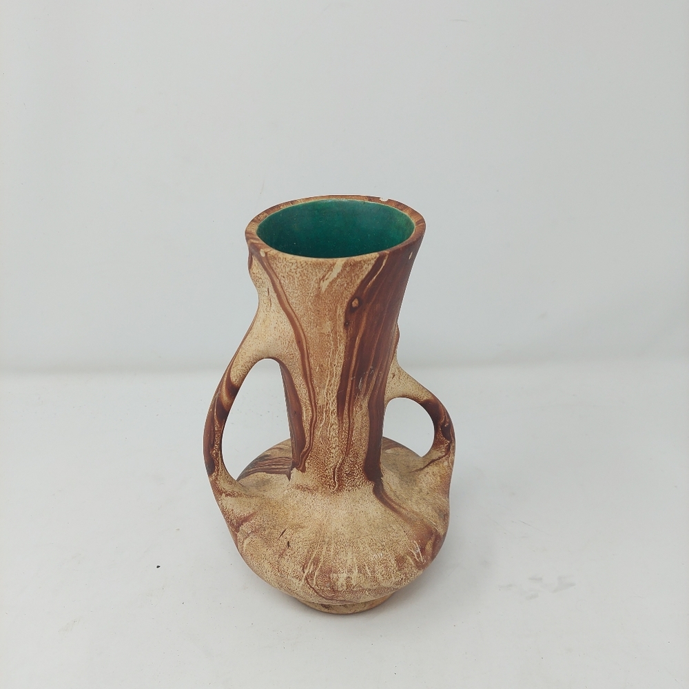 Rocky Mountain Pottery Brown Swirl Two Handled Ceramic Vase Rustic Decor Country